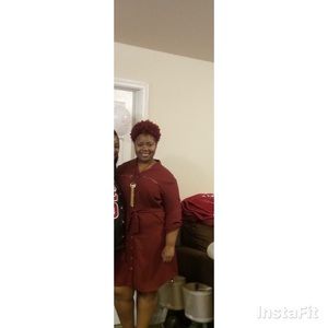 Maroon Shirt Dress with Belt